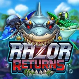 Razor Returns slot logo by Push Gaming at CrownPlay Casino