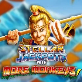 Stellar Jackpots with More Monkeys online game logo by Lightning Box Game on crownsplaycasino.com